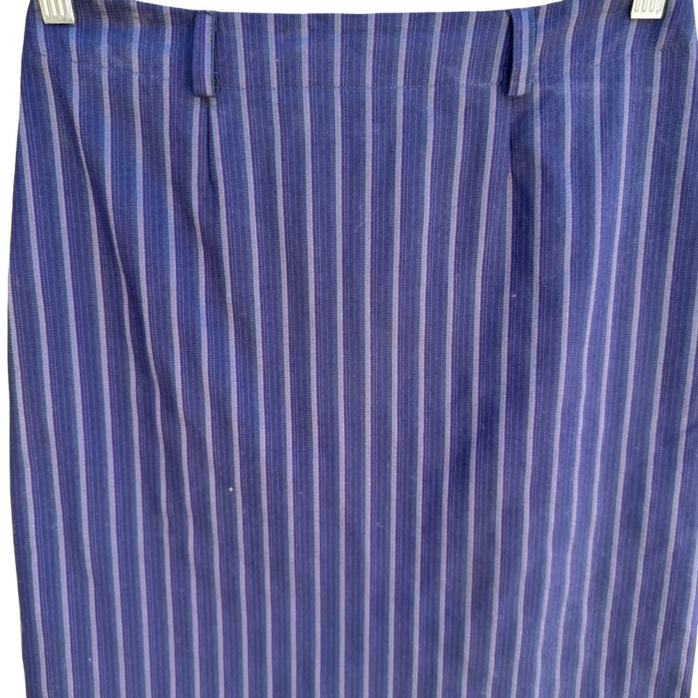 Cynthia Rowley Vintage 90s Y2K Pinstripe Pencil Skirt Tailored Knee Length Blue - Picture 3 of 9